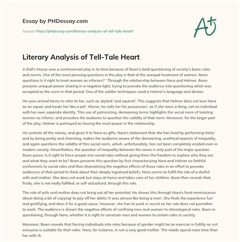 Literary Analysis of Tell-Tale Heart - PHDessay.com