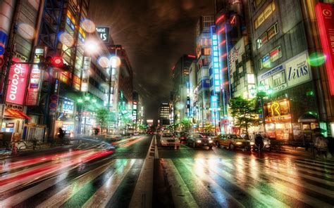 #954863 4K, rain, neon, road, building, tower, street light, neon ...