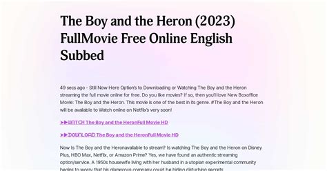 The Boy and the Heron (2023) FullMovie Free Online English Subbed