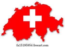 Free art print of Switzerland map flag. Map of Switzerland with their ...