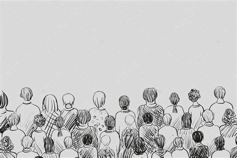 Sketch: a crowd watching and listening Stock Vector Image by ©Alisen ...