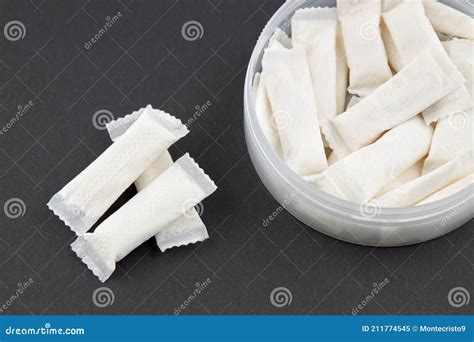 Stack Snus Tobacco Pouches Over Black Background. Copy Space Stock ...