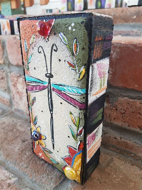 Garden Brick Painted Brick Dragonfly Garden Art Whimsical | Etsy | Brick crafts, Brick art ...