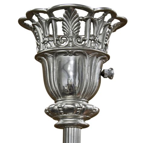 Vintage Polished Nickel Torchiere Floor Lamp