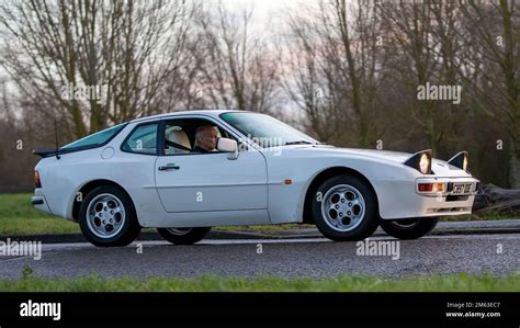 1985 white Porsche 944 classic car with pop up headlights on Stock ...