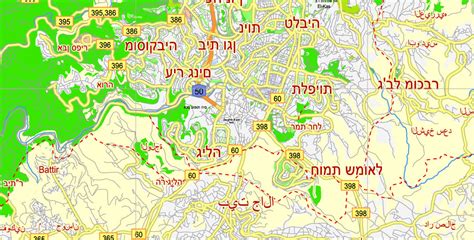 Jerusalem, Israel, Free printable SVG map, hebrew