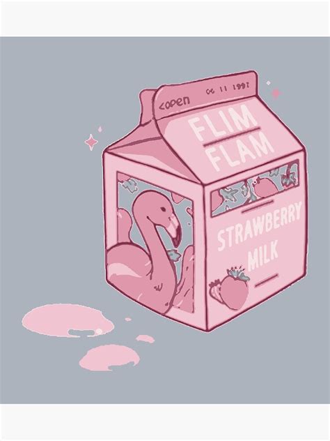 "Flamingo Strawberry Milk " Art Print for Sale by BilliacciArt | Redbubble