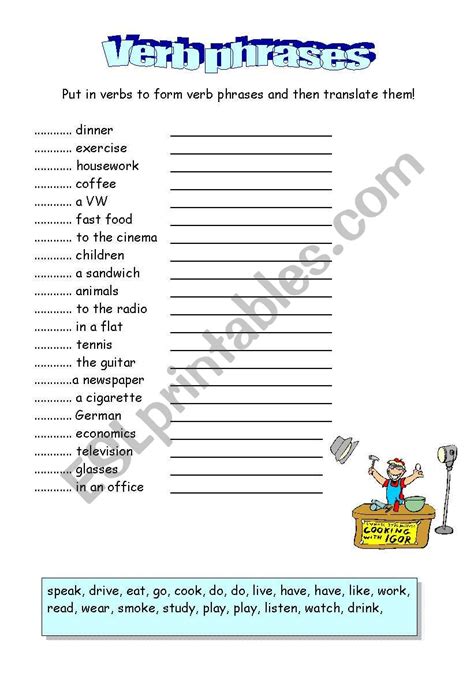 verb phrases 2 - ESL worksheet by borna