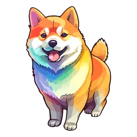 Colorful Shiba Inu Dog, Shiba Inu Portrait, Dog Sticker Clip art, Dog ...