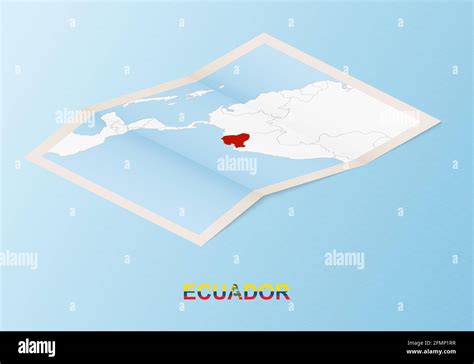 Folded paper map of Ecuador with neighboring countries in isometric ...