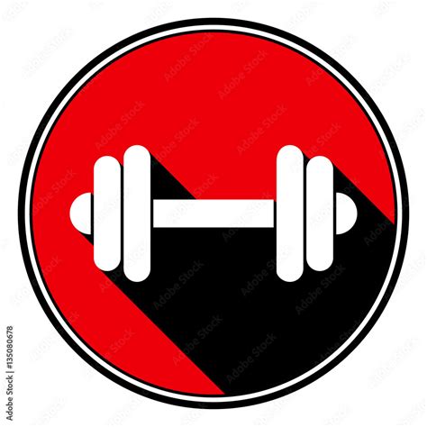 red round with black shadow - white dumbbell icon Stock Vector | Adobe ...