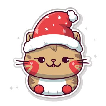 Cute Cat Wearing Christmas Hat Sticker Template Clipart Vector, Christmas Kitty, Christmas Kitty ...