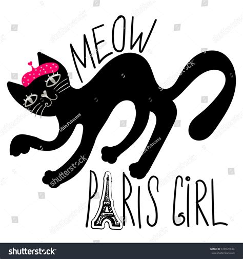 T Shirt Design Cat Hat Paris Stock Vector (Royalty Free) 618520634 ...