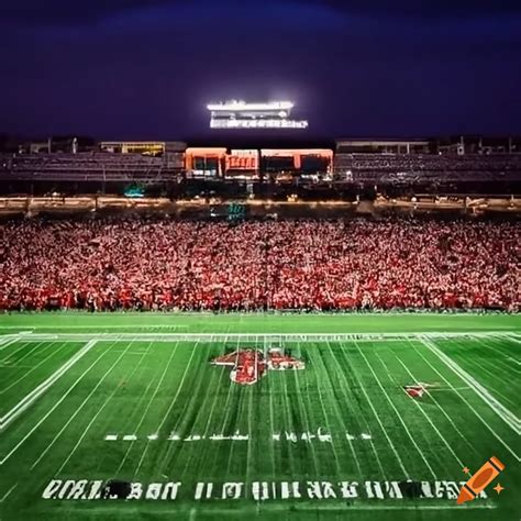 Night view of west texas with texas tech football stadium