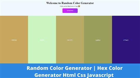 Random Hex Color Generator Using HTML,CSS and JavaScript