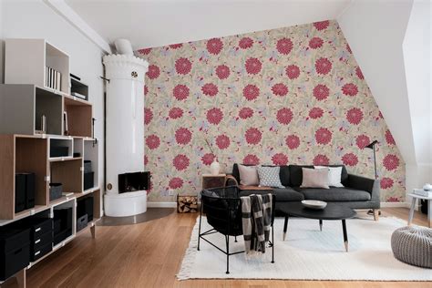 Viva Magenta Wallpaper - Wall Mural Interior Design | Happywall