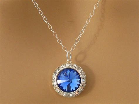 Swarovski Blue Necklace Sapphire Blue Pendant Necklace