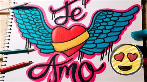 COMO DIBUJAR UN CORAZON Y LETRAS TE AMO || SPEED DRAWING - YouTube