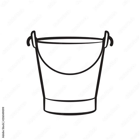 black outline bucket isolated on white back ground vector drawing Stock ...