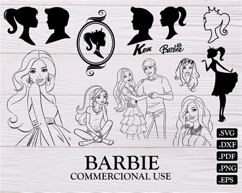 dxf barbie doll head clipart cut files for cricut silhouette svg Barbie doll head silhouette svg ...