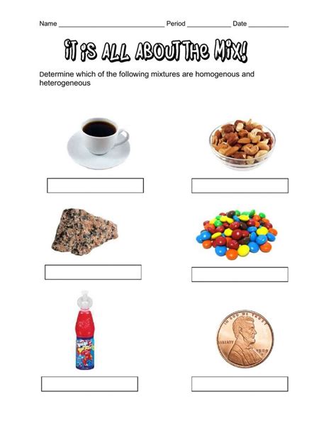 Homogeneous And Heterogeneous Mixtures Worksheet