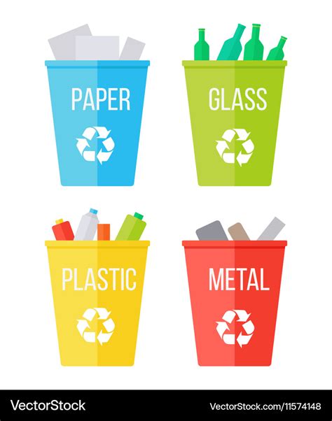 Set of recycle garbage bins waste recycling Vector Image