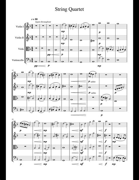 String Quartet sheet music for Violin, Viola, Cello download free in PDF or MIDI