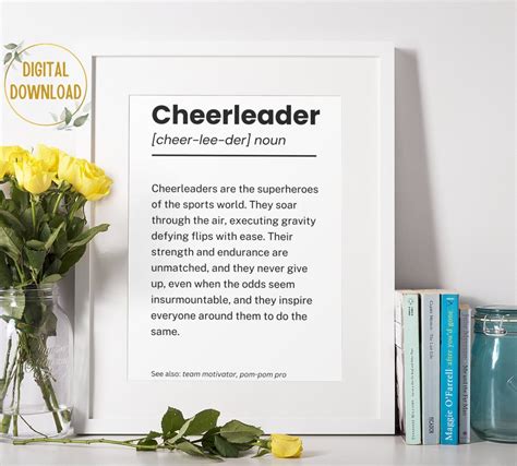 Cheerleader Definition Print, Cheerleader Printable, Cheerleader Gifts ...