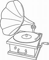 Vintage Record Player Coloring Page sketch template