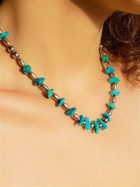 1960’s Unique Raw Turquoise Stone Navajo Vintage Necklace | Edgy Jewelry