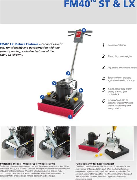 Clarke fm40 st lx orbital floor machine brochure and specifications