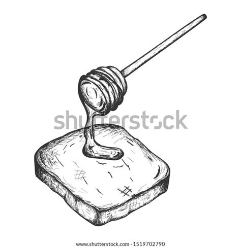 Honey Dipper Dripping Honey On Toast Stock Vector (Royalty Free ...