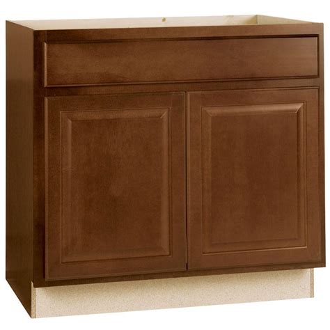 Hampton Bay Hampton Assembled 36x34.5x24 in. Sink Base Kitchen Cabinet in Cognac-KSB36-COG - The ...