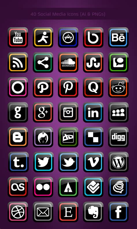 40 Free Social Media Icons (PNGs & Ai File)