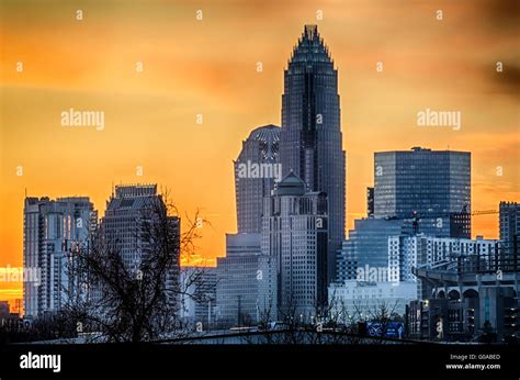 early morning sunrise over charlotte city skyline downtown Stock Photo ...