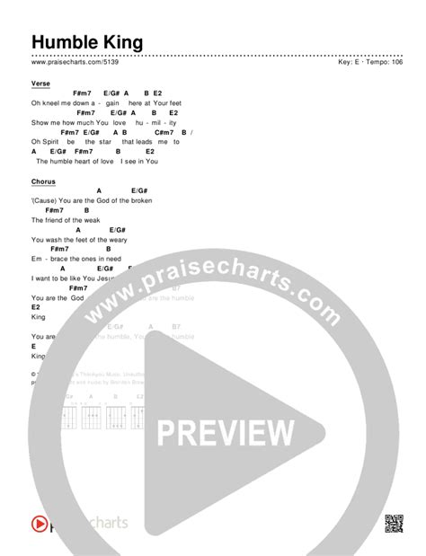 Humble King Chords PDF (Brenton Brown) - PraiseCharts