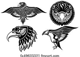 Free art print of Tribal native American eagle symbols. Tribal vintage native American set of ...