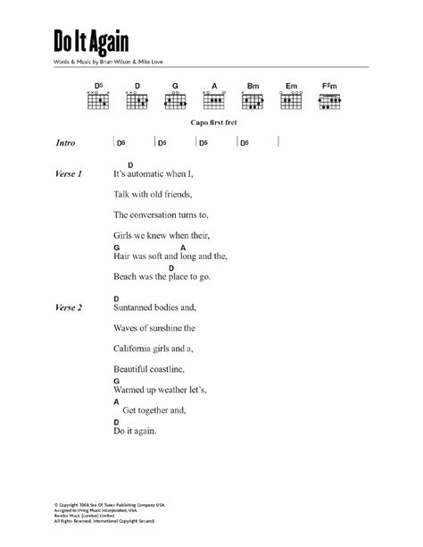 Do It Again by The Beach Boys - Guitar Chords/Lyrics - Guitar Instructor