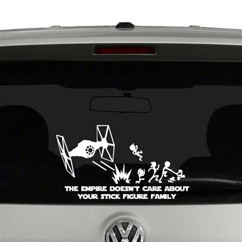 Vinyl Star Wars Car Decals Featuring TIE Fighters Blasting the Classic Stick Figure Family Into ...