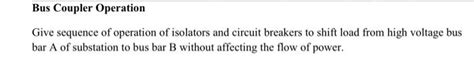 Solved Bus Coupler Operation Give sequence of operation of | Chegg.com