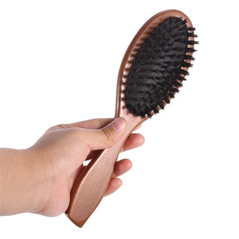 Natural Boar Bristle Hair Brush Comb Oval Anti-static Paddle Hair ...