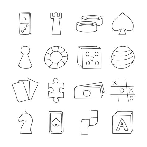 Premium Vector | Board game icons in hand drawn cartoon style vector illustration