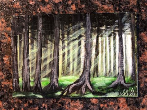 Mystic Forest Acrylic Painting Post Card | Etsy