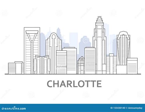 Charlotte Skyline, North Carolina - Panorama of Charlotte, Downtown ...