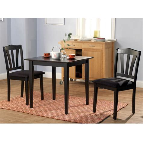 3-Piece Wood Dining Set with Square Table and 2 Chairs in Black ...