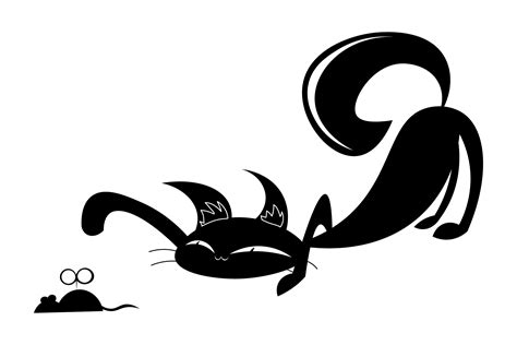 Cat with Mouse Silhouette Graphic by harunikaart · Creative Fabrica