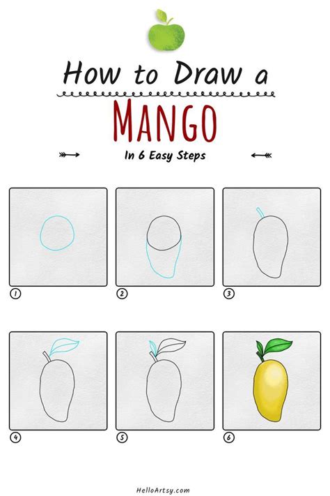 Mango Drawing for Kids (6 STEPS!) Easy Mango Drawing Lesson for Kids! | Drawing lessons for kids ...