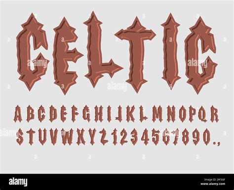 Celtic font. ancient alphabet. Set of letters and numbers. Old letter alphabet Stock Vector ...