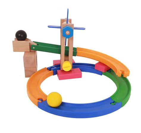 Kids Wooden Roller Coaster Construction Marble Race Run Maze Balls Track Build Blocks ...