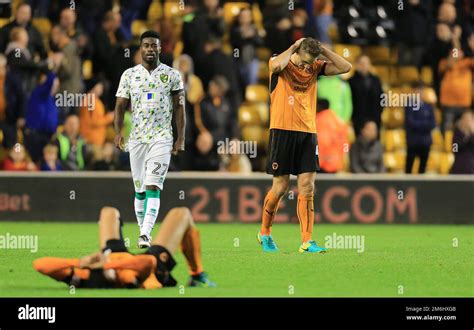 Wolverhampton Wanderers players react as the final whistle goes ...